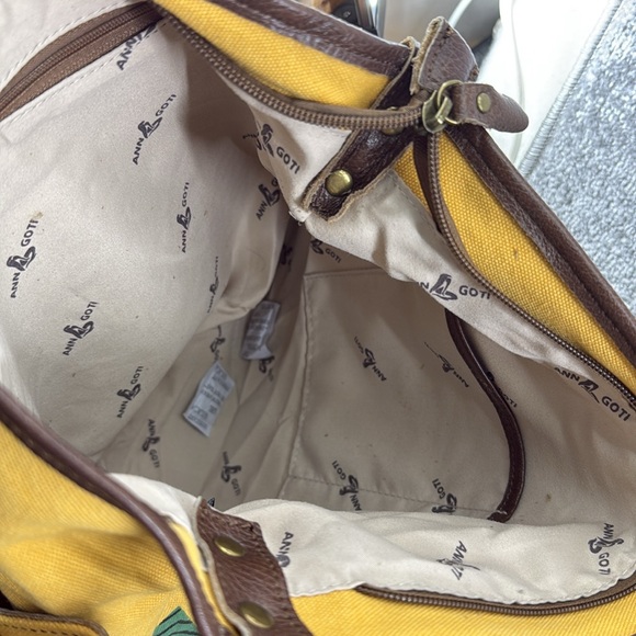 NWT Anngoti Yellow Canvas Leather Shoulder Crossbody Purse Bag Aztec Western - Picture 12 of 15